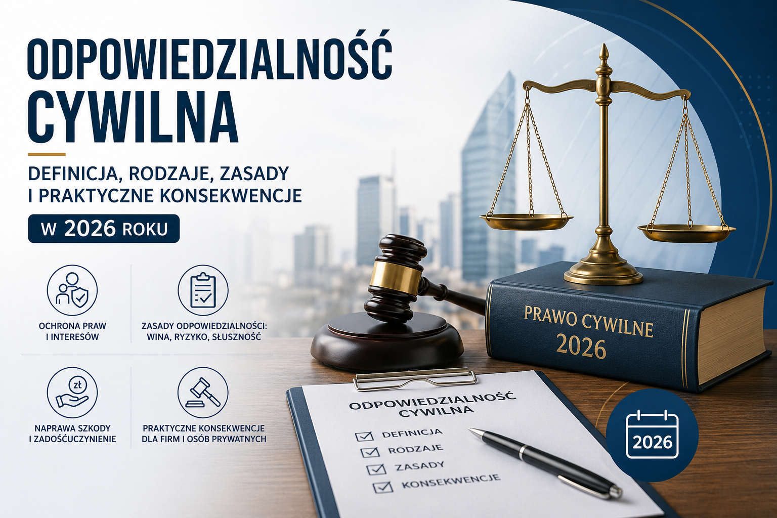Odpowiedzialność cywilna — definicja, rodzaje, zasady i praktyczne konsekwencje w 2026 roku